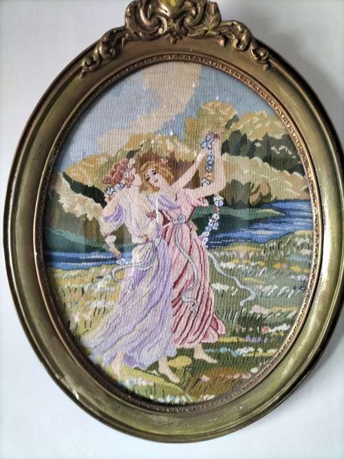 Framed Oval French Tapestry