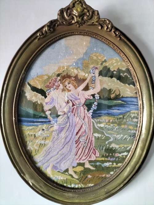 Framed Oval French Tapestry