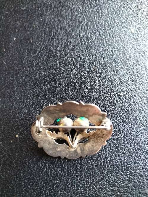 Celtic Scottish Thistle Brooch with Green Stones