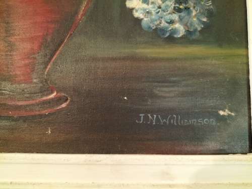Painting of Hydrangea Flowers by JN Williamson Framed