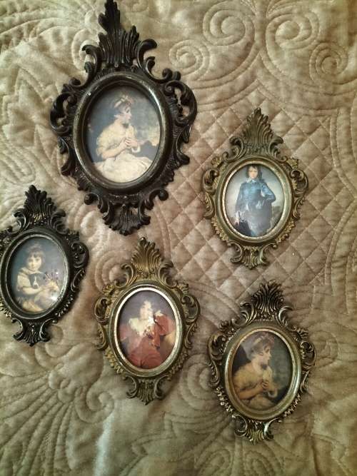 Set 0f 5 Ornately Framed Victorian style pictures