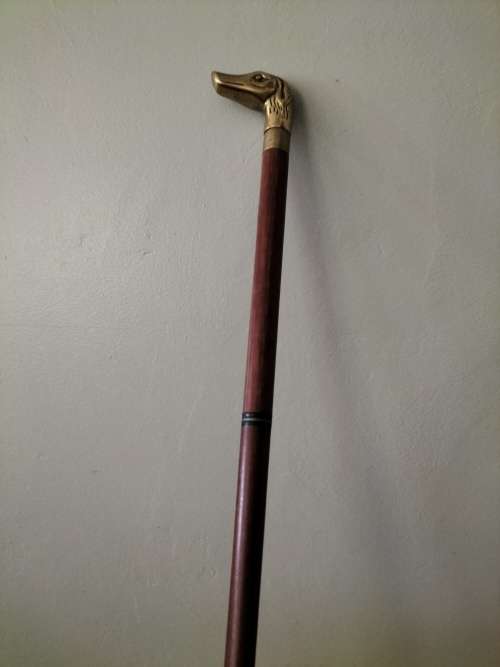 Brass Dog Head Walking Stick