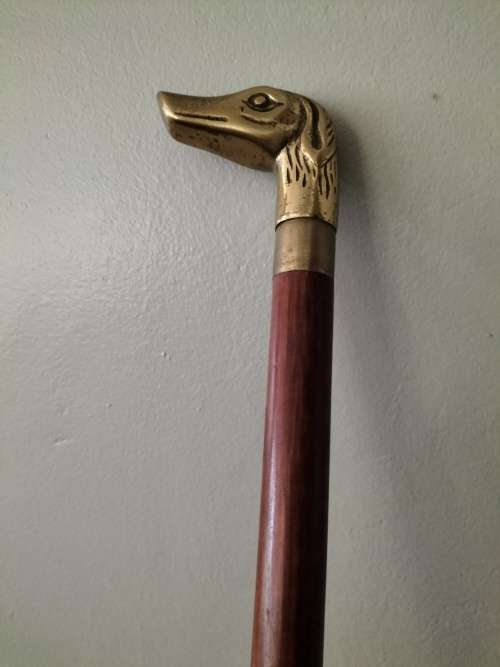 Brass Dog Head Walking Stick