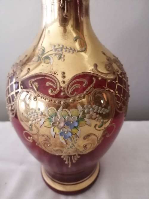 Venetian Enameled Italian Red Vase