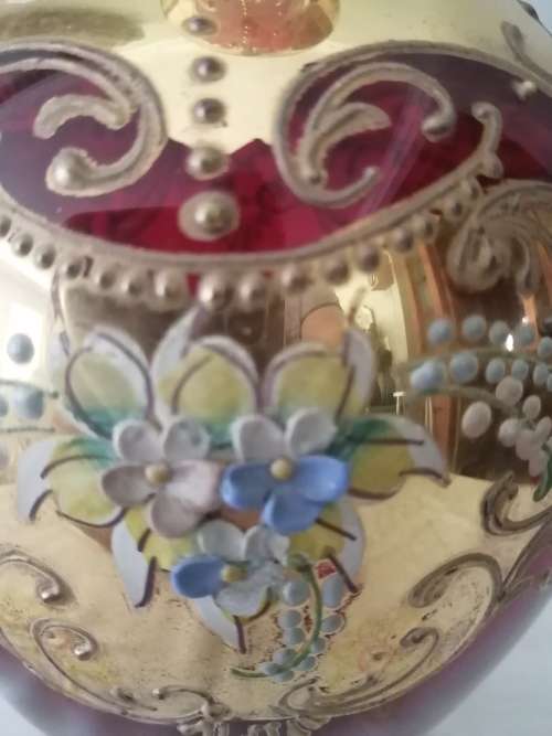 Venetian Enameled Italian Red Vase