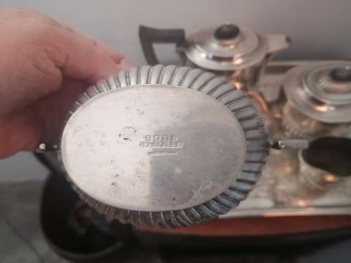 Sheffield Silver plate Tea and Coffee Set on a Gallery Tray