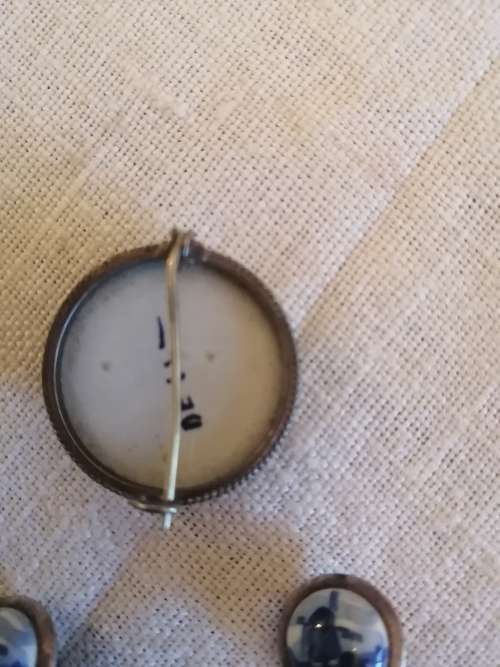 Delft Brooch with Matching Earrings