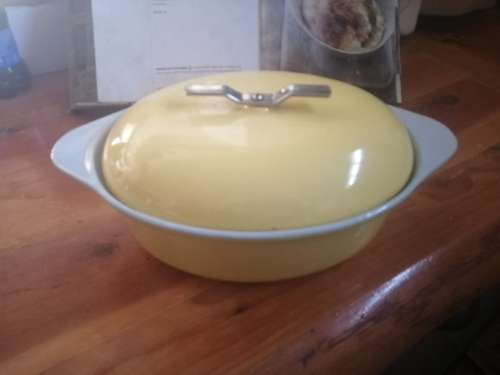 Vintage Oval Cast Iron Casserole with Lid