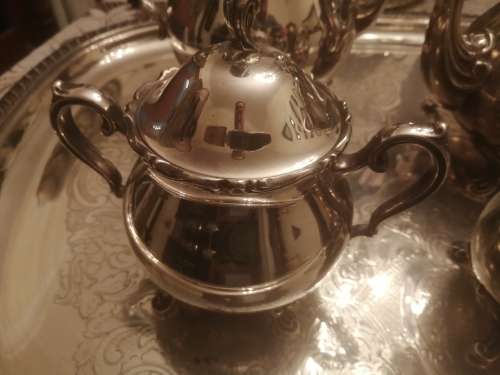 Silver Plated Tea and Coffee Set With Matching Tray