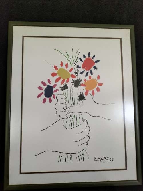 Bouquet of Peace Lithograph Pablo Picasso Framed C 1958