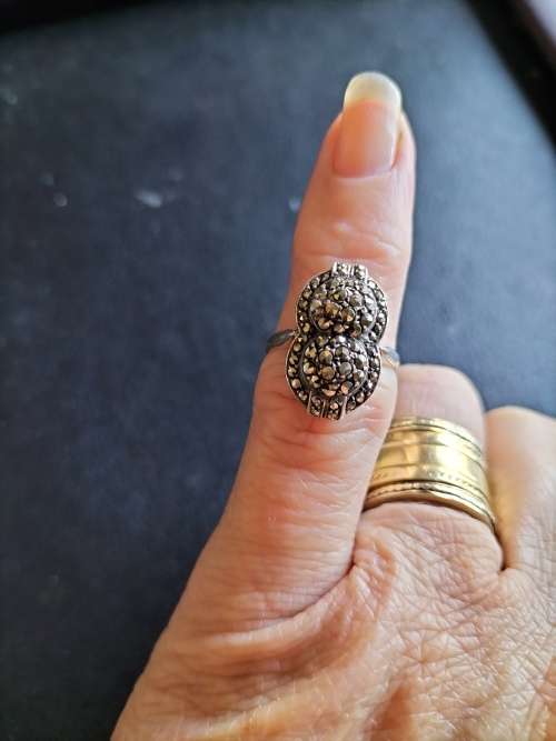 Art Deco Style Marcasite  silver Ring