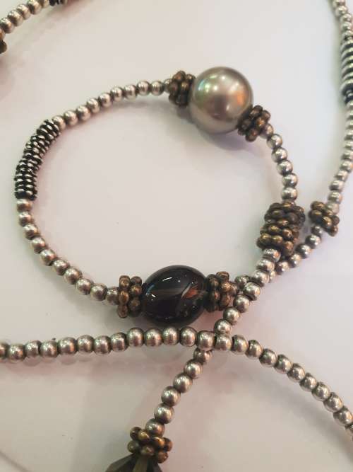 Burnished silver Miglio long length necklace