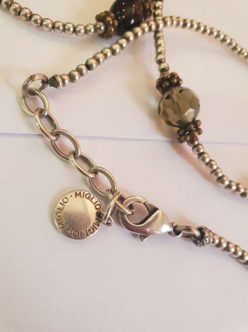 Burnished silver Miglio long length necklace