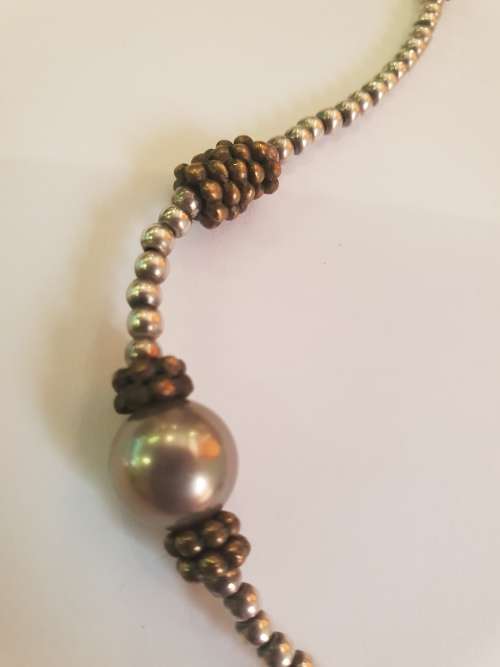 Burnished silver Miglio long length necklace