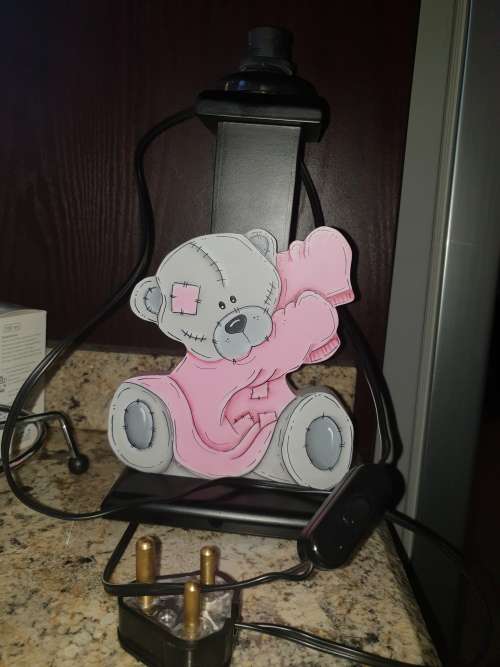 Wooden lamp stand with beautiful tatty teddy wooden cutout