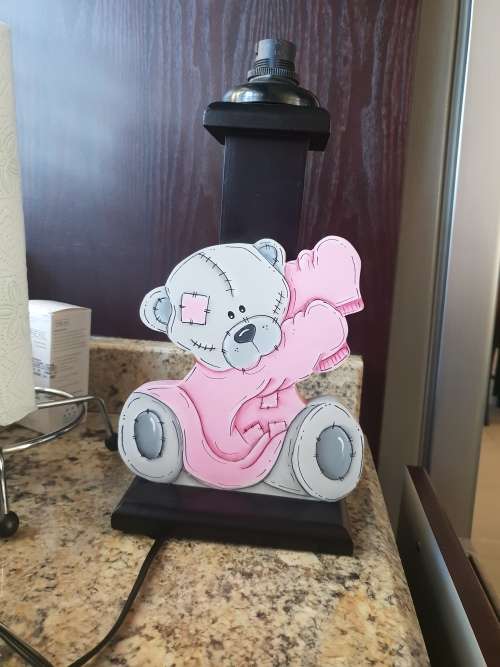 Wooden lamp stand with beautiful tatty teddy wooden cutout