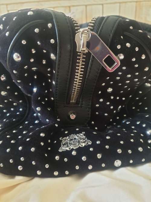 JUICY COUTURE HANDBAG  STUDDED VELOUR WITH DETACHABLE CRYSTAL