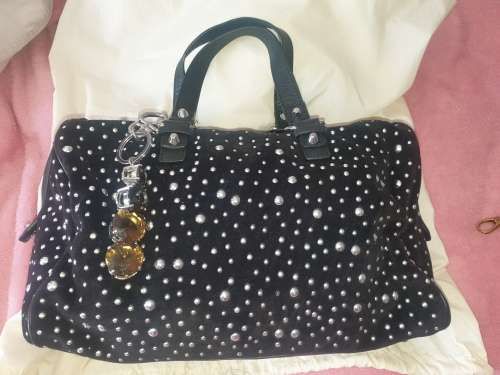 JUICY COUTURE HANDBAG  STUDDED VELOUR WITH DETACHABLE CRYSTAL
