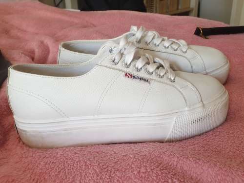 SUPERGA FULL LEATHER PLATFORM- WHITE (UK 5.5 / EU 39)