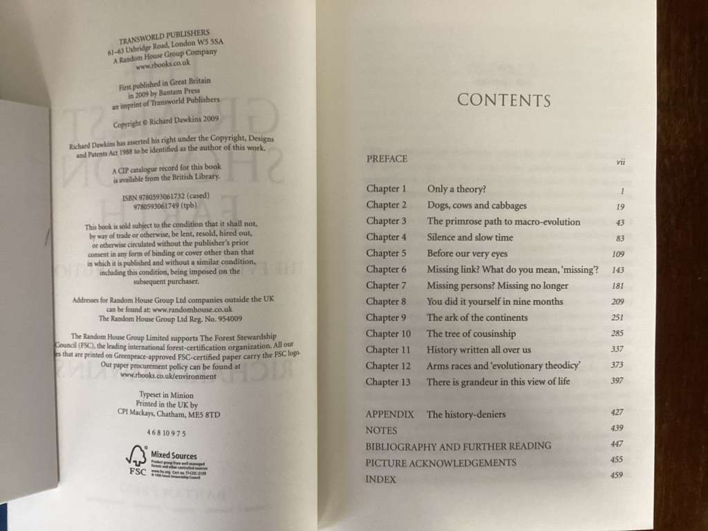The Greatest Show On Earth. Hardback by Richard Dawkins.