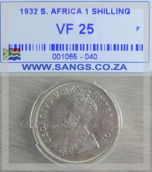 1932 SA Union 1 Shilling Silver Graded VF25 Coin