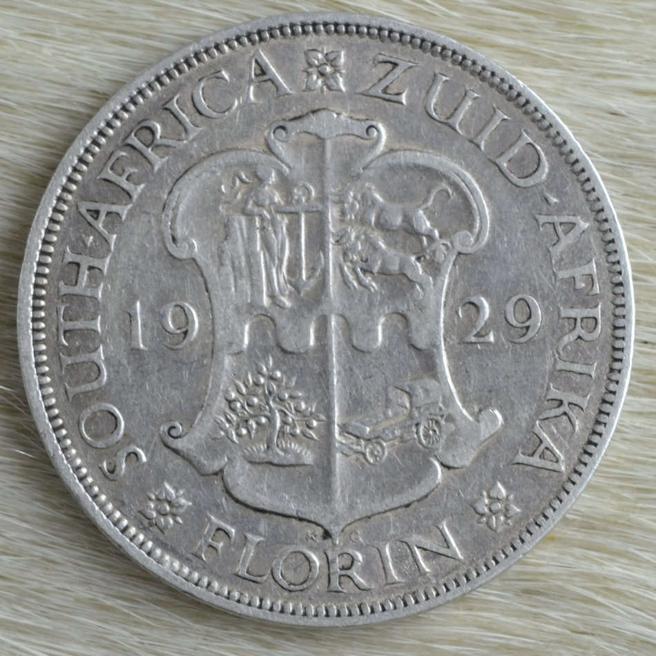 1929 SA Union 2 Shillings - Florin - Silver - 9.05gm