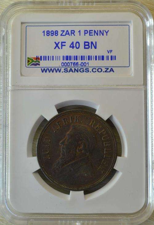1898 Penny -/-  Graded XF40BN  -/-  Zuid Afrikaansche Republiek