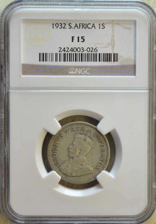 1932 1 Shilling Graded F15 by NGC