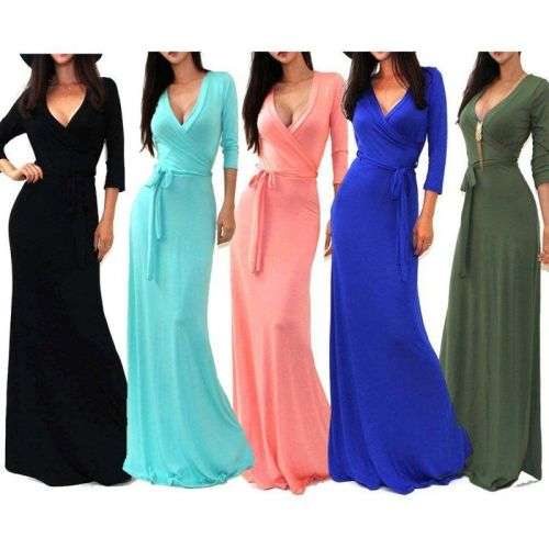 Women Lady Long Sleeve Maxi Dress Evening Party Cocktail Maxi Long Formal Dress