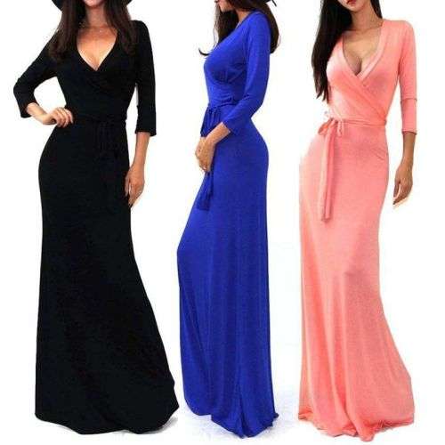Women Lady Long Sleeve Maxi Dress Evening Party Cocktail Maxi Long Formal Dress