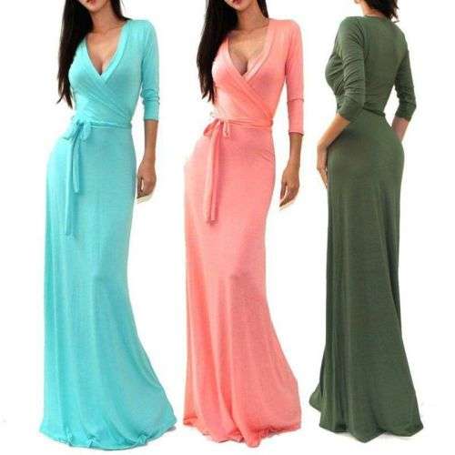 Women Lady Long Sleeve Maxi Dress Evening Party Cocktail Maxi Long Formal Dress