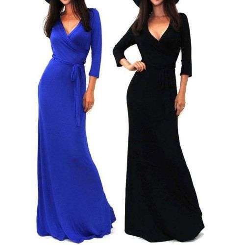 Women Lady Long Sleeve Maxi Dress Evening Party Cocktail Maxi Long Formal Dress