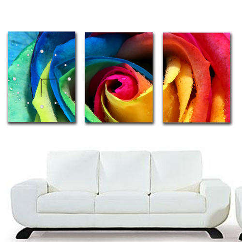 Canvas paintings colorful rose photo whit clock