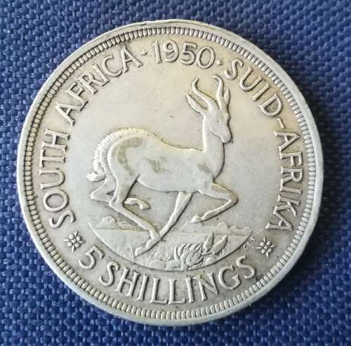 1950, 5 Shillings coin, South Africa