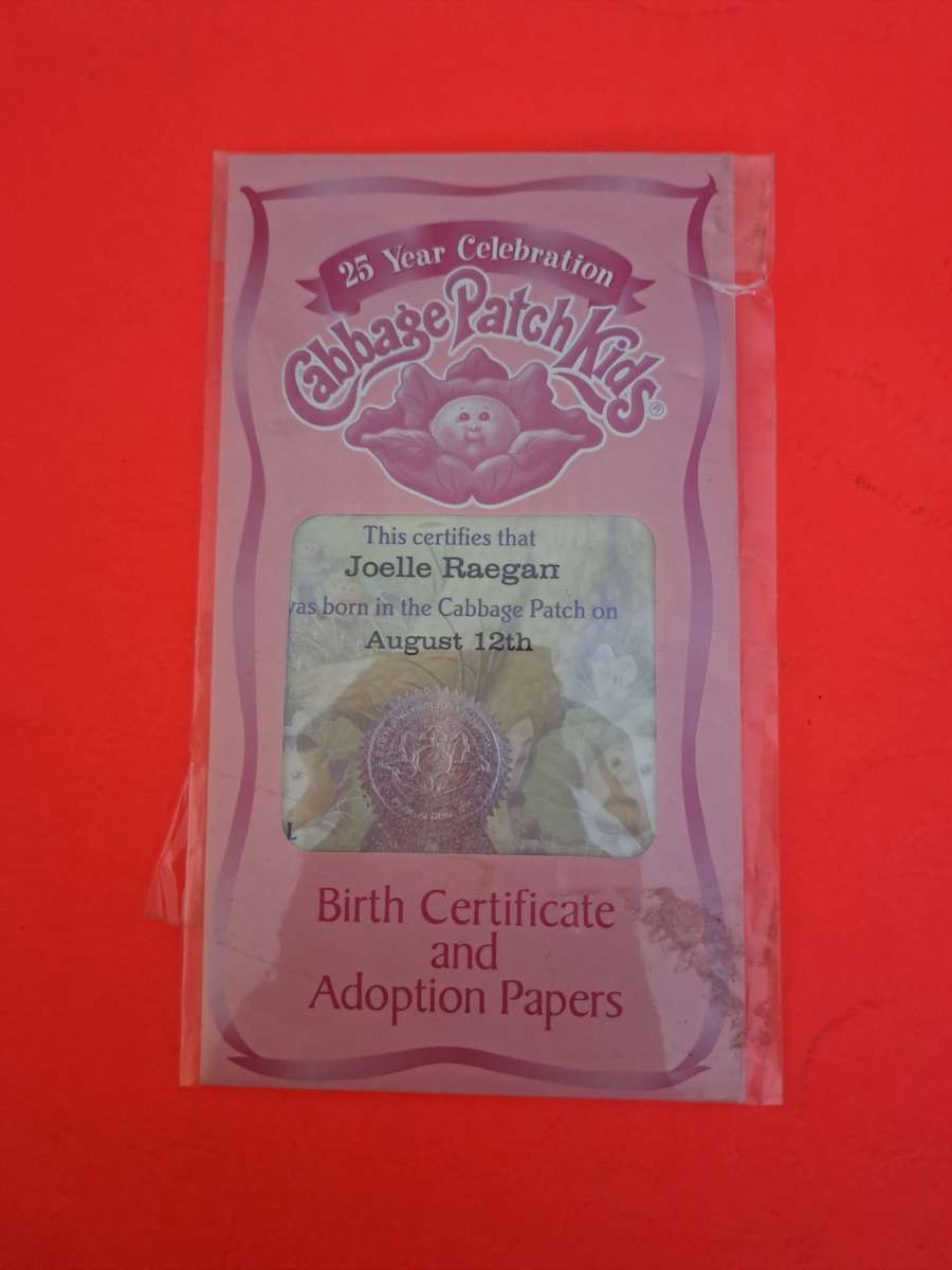 Cabbage Patch Kids Birth Certificate and adoption Papers