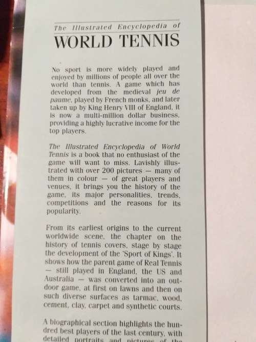 Vintage STEFFI GRAF VINTAGE BOOK Tennis The Illustrated Encyclopedia of World Tennis LADIES