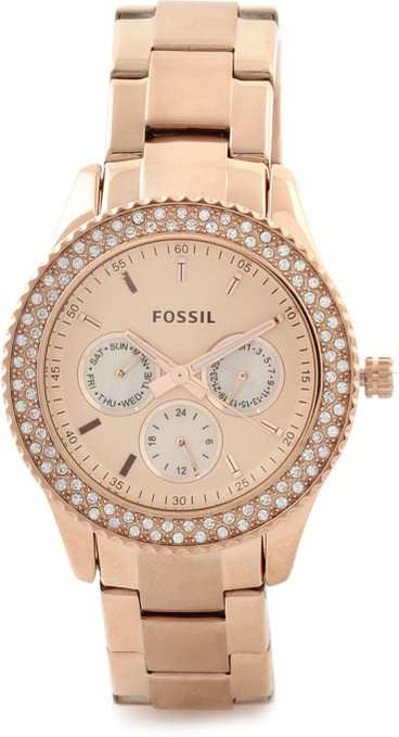 Fossil Stella Analog Rose Gold Dial Women's Watch - ES3003 (WITH BOX BOOK AND A EXTRA LINK)