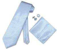 SKY BLUE 100% POLYESTER NECK TIE + MATCHING HANKIE + MATCHING CUFFLINKS