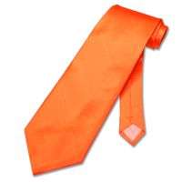 THE BUSINESS WEAR COLLECTION*****SOLID ORANGE 100% SILK HAND-MADE COUGAR NECK TIE