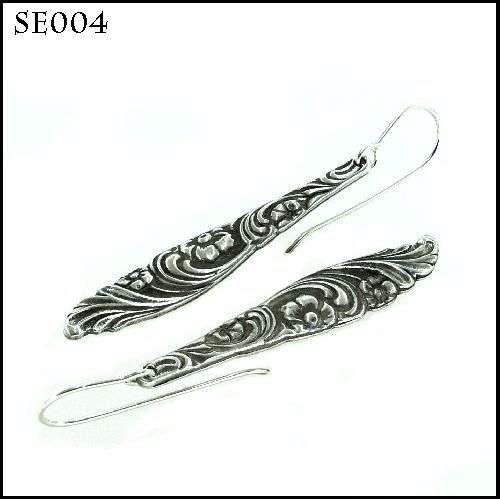 Sterling Silver Antique Spoon Handle Earrings