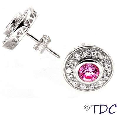 Exquisite Sterling Silver Pink Earrings !R1 Start!!