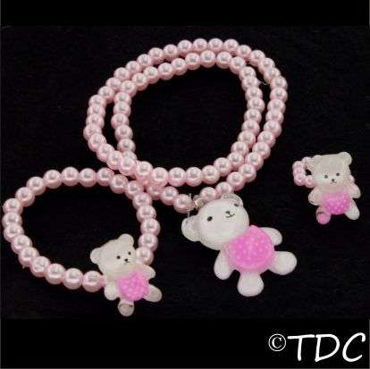Girl's Teddy Jewellery Set (Baby Pink)
