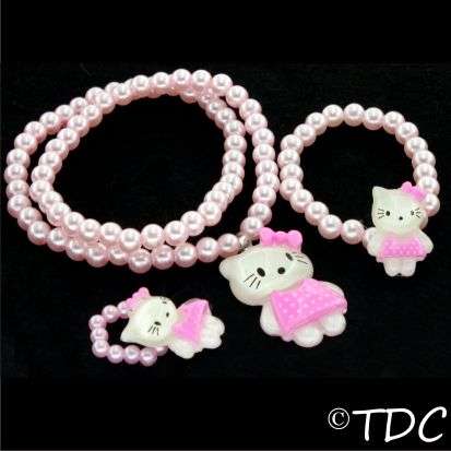 Girl's Kitty Jewellery Set (Baby Pink)