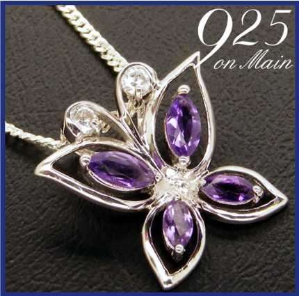 Genuine Amethyst Sterling Silver Pendant