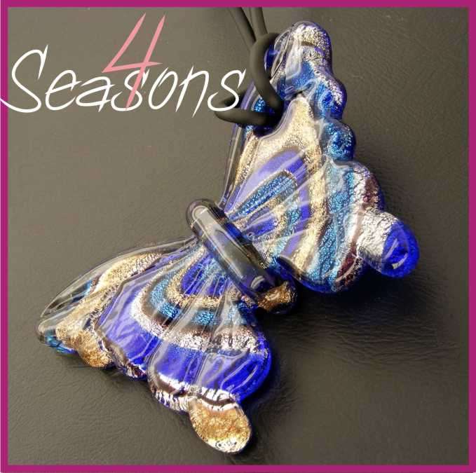 Fantastic Large Dichrioc Glass Butterfly Necklace