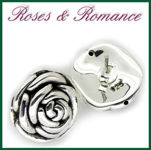 Exquisite Sterling Silver Rose Stud Earrings