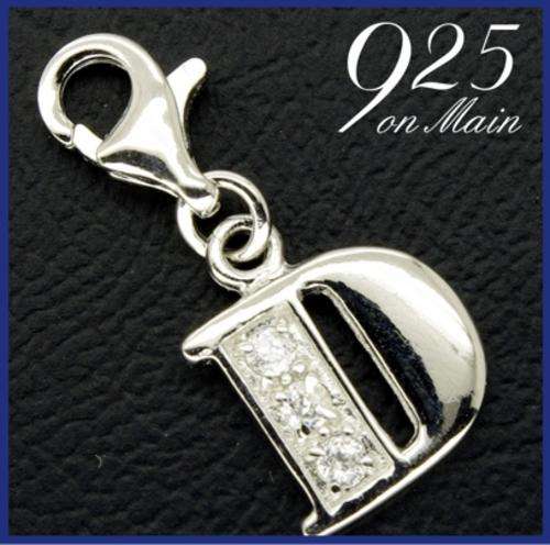 Letter "D" 925 Sterling Silver & CZ Charm