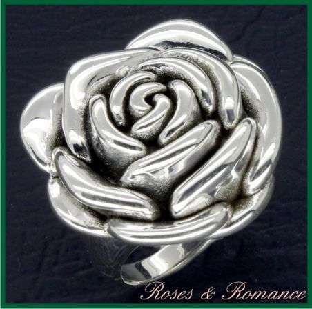 Exquisite 25mm Sterling Silver Rose Ring