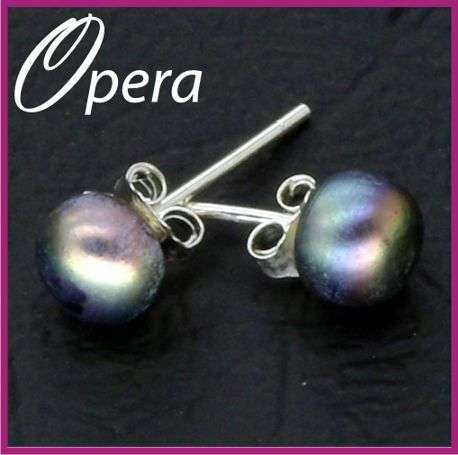 Sterling Silver Black Freshwater Pearl Earrings
