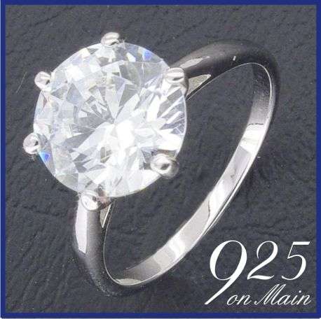 SOLID Sterling Silver Solitaire Ring